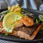 Heart-healthy dish: Grilled salmon with roasted vegetables